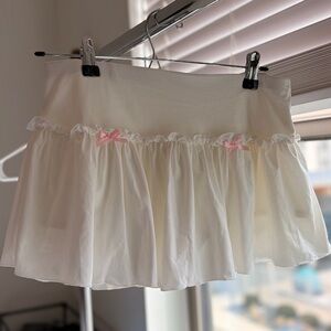 White Ruffled Skirt with Pink Accents